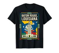 Art de Voyage du Capitole de l'État de Baton Rouge, Drapeau de la Louisiane T-Shirt