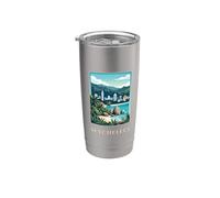 Art de voyage sur la plage des îles tropicales des Seychelles Gobelet isotherme en acier inoxydable double paroi