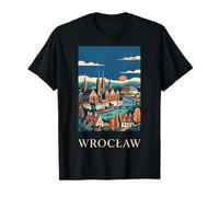 Art de Voyage Wroclaw Pologne Riverside Skyline T-Shirt