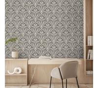 Art Déco Campanule Peint Géométrique Feuilles Floral Vinyle Muriva M66109 Crème