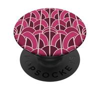 Art Deco Geometric Pattern Pink Magenta Maroon Style PopSockets PopGrip Adhésif