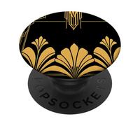 Art déco Jaune géométrique Vintage élégant Cadre Design PopSockets PopGrip Adhésif