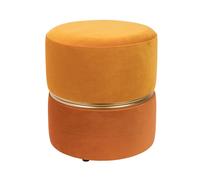 ART DECO - Tabouret pouf velours orange Jaune
