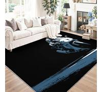 Art Déco Tapis de Salon Lavable 140 x 200 cm, Faible Poil Antidérapant Adapté à l'aspirateur avec Motif Moto Motard Tapis Chambre pour Commercial de Bureau, Noir