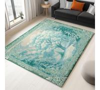 Art Déco Tapis de Salon Lavable 160 x 230 cm, Faible Poil Antidérapant Adapté à l'aspirateur avec Motif Fantaisie Paysage Enneigé Forêt Tapis Chambre pour Commercial de Bureau, Bleu