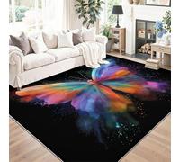 Art Déco Tapis de Salon Lavable 60 x 90 cm, Faible Poil Antidérapant Adapté à l'aspirateur avec Motif Couleurs Vives Insectes Papillons Tapis Chambre pour Commercial de Bureau, Couleur
