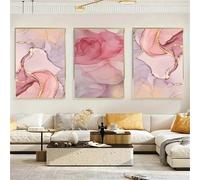 Art Décor,Affiche Moderne Abstraite en Marbre Rose sur Toile Art Mural Affiche de Luxe et Impression pour Salon Cuisine Bureau Décoration de la Maison-60 * 80cm*3 Pièces(Impression sans cadre)