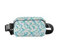 Art Decor Sac banane élégant motif moustache rétro Happy Fête des pères Femmes Hommes Adolescents Sac banane pour cyclisme, randonnée, gym, Cancer de l'ovaire peint en ruban bleu sarcelle, 1 Size