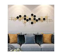 Art Décoration murale tridimensionnelle en métal suspendu Art mural moderne géométrique solide maison Art noir or hexagone abstrait mur Sculpture Stickers muraux 3D