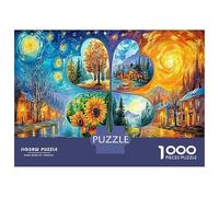 Art des Quatre Saisons 1000 Pièces PuzzlePièces Paysage de Style Van Gogh pour Adultes Jeu D'Intelligence Parfaitpourla Détente Créativité Et CommeCadeau52x38cm/1000pcs