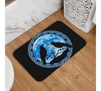 Art des Silhouettes De Corbeaux Et De Lune des Celtes Paillasson D'Entree Antidérapant Tapis De Douche Absorbant Tapis De Bain pour Cuisine Chambre Porte 40X60Cm