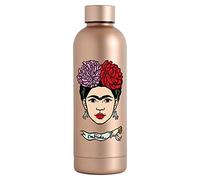 art&design24 Bouteille isotherme I'm Frida Visage, Couleur Cuivre, Bouteille isotherme 500 ml Acier inoxydable, 6,5 x 23 cm, légère, Thermos boissons chaudes et bouteille réfrigérante, design
