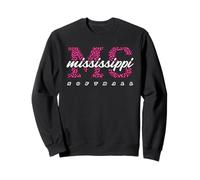 Art d'État collégial rétro de Softball du Mississippi, léopard Rose Sweatshirt