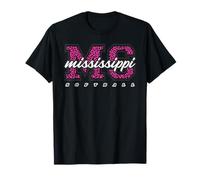 Art d'État collégial rétro de Softball du Mississippi, léopard Rose T-Shirt