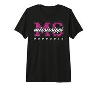 Art d'État collégial rétro de Softball du Mississippi, léopard Rose T-Shirt Haut de Gamme