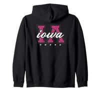 Art d'État collégial rétro Iowa Cheer Pink Leopard Sweat à Capuche
