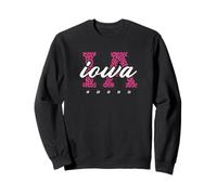 Art d'État collégial rétro Iowa Cheer Pink Leopard Sweatshirt