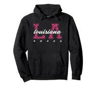 Art d'État collégial rétro Louisiana Cheer Pink Leopard Sweat à Capuche