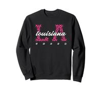 Art d'État collégial rétro Louisiana Cheer Pink Leopard Sweatshirt