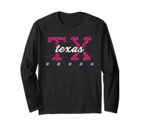 Art d'État collégial rétro Texas Cheer Pink Leopard Manche Longue