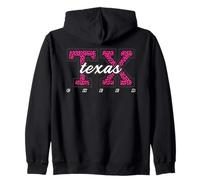 Art d'État collégial rétro Texas Cheer Pink Leopard Sweat à Capuche