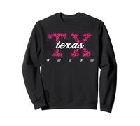 Art d'État collégial rétro Texas Cheer Pink Leopard Sweatshirt