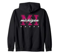 Art d'État rétro en Forme de léopard Rose Michigan Cheer Sweat à Capuche