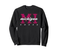 Art d'État rétro en Forme de léopard Rose Michigan Cheer Sweatshirt