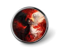 Art Diable et Ange Amour Noir Blanc Plume Ailes d'Ange Badges Ronds Bouton Personnalisé Broche Épingles à Revers pour la Décoration de Vêtements