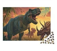 Art Dinosaure 1000 Pièces Carton Style préhistorique Puzzle, Défi Éducatif Adultes, Soulagement Stress Maison, Cadeau & Décoration Mural pour Amateurs 38x26cm/1000pcs