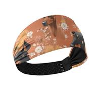 Art-Doberman Pinscher Chiens Terracotta Bandeau anti-humidité Bandeau extensible pour la tête pour le lavage du visage Usage quotidien Usage quotidien Motif chien Teckel coloré étoiles