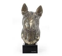 Art-Dog Big Head Statue en Forme de Tête de Chien - Sculpture Artisanale en Résine sur Socle en Marbre - Décoration Élégante pour Les Amoureux des Chiens - Bull Terrier