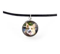 Art-Dog Collier avec photo de chien | Collier fait main avec sangle | Pendentif anti-allergène sans nickel | Longueur 50cm, diamètre de la photo 14mm | Cardigan Welsh Corgi
