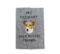 Art-Dog Couverture de Passeport pour Chien - Couverture en Feutre Faite à la Main avec Motif Brodé - Porte-Passeport de Voyage Vétérinaire pour Chiens - 17x12,5cm - Jack Russel Terrier