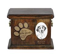 Art-Dog Custom Dog Memorial Urn - Portrait en Bronze Coulé à Froid Fait Main avec Plaque en Céramique Personnalisée - Urne pour Cendres de Chien - 8,3x11,4x8,7" - Épagneul Breton