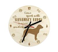 Art-Dog Dog Horloge en Bois - Horloge Murale ou de Bureau Personnalisable pour Les Amateurs de Chiens - Montre Faite à la Main en Contreplaqué de Bouleau - 20x20 cm - Slovensky Kopov