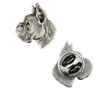 Art-Dog Épingle en Argent en Forme de Chien - Broche en Plaqué Argent - Accessoires Elégants pour Femmes et Hommes - Boxer I - 2x1,7x2cm