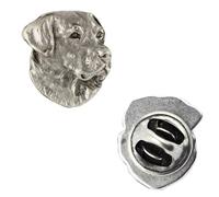 Art-Dog Épingle en Argent en Forme de Chien - Broche en Plaqué Argent - Accessoires Elégants pour Femmes et Hommes - Labrador Retriever - 1,8x1,6x4,5cm