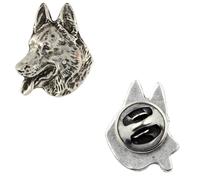 Art-Dog Épingle en Argent en Forme de Chien - Broche en Plaqué Argent - Accessoires Elégants pour Femmes et Hommes - Berger allemand - 2,2x1,9x3cm