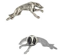 Art-Dog Épingle en Argent en Forme de Chien - Broche en Plaqué Argent - Accessoires Elégants pour Femmes et Hommes - Lévrier - 1,8x4,2x4,5cm