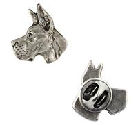 Art-Dog Épingle en Argent en Forme de Chien - Broche en Plaqué Argent - Accessoires Elégants pour Femmes et Hommes - Dogue allemand I - 2,1x1,9x3cm