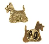 Art-Dog Épingle en Or Faite à la Main en Forme de Chien - Broche en Plaqué Or - Accessoires Élégants pour Femmes et Hommes - Terrier écossais - 2x2,2x4cm
