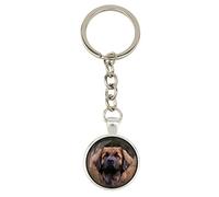 Art-Dog Porte-clés chien avec photo de chien dans une élégante boîte cadeau | Porte-clés fait main | Photo diamètre 25mm | Couleur argent | Idée cadeau | Leonberger