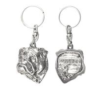 Art-Dog Porte-clés Chien Mignon - Collection Exclusive English Bulldog II - Porte-clés Mignons Plaqués Argent Avec Cadenas 2,5-4,7x3,7x9,3cm