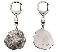 Art-Dog Porte-clés Chien Mignon - Collection Exclusive Porte-clés Mignon Bouvier - Porte-clés Plaqué Argent Mignon avec Serrure de 2,5 cm - 4,7x4,2x9cm