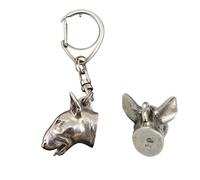 Art-Dog Porte-clés Chien Mignon - Collection Exclusive Porte-clés Mignon Bull Terrier 3D - Porte-clés Plaqué Argent Mignon avec Serrure de 2,5 cm - 2,7x2,5x9,3cm