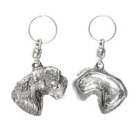 Art-Dog Porte-clés chien mignon - Collection exclusive Porte-clés mignon Cesky Terrier - Porte-clés mignons plaqués argent avec cadenas 2,5-4,1x4,9x9,4cm