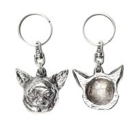 Art-Dog Porte-clés chien mignon - Collection exclusive Porte-clés mignon Chihuahua smooth haired - Porte-clés mignons plaqués argent avec cadenas 2,5-3,5x4x7,9cm