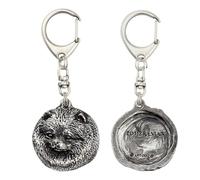Art-Dog Porte-clés Chien Mignon - Collection Exclusive Porte-clés Mignon Pomeranian - Porte-clés Plaqué Argent Mignon avec Serrure de 2,5 cm - 4,2x4,6x10,3cm
