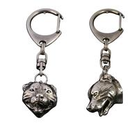 Art-Dog Porte-clés Chien Mignon - Collection Exclusive Porte-clés Mignon Staffordshire Bull Terrier 3D - Porte-clés Plaqué Argent Mignon dans un Magnifique Cercueil - 2,2x2,5x9,2cm